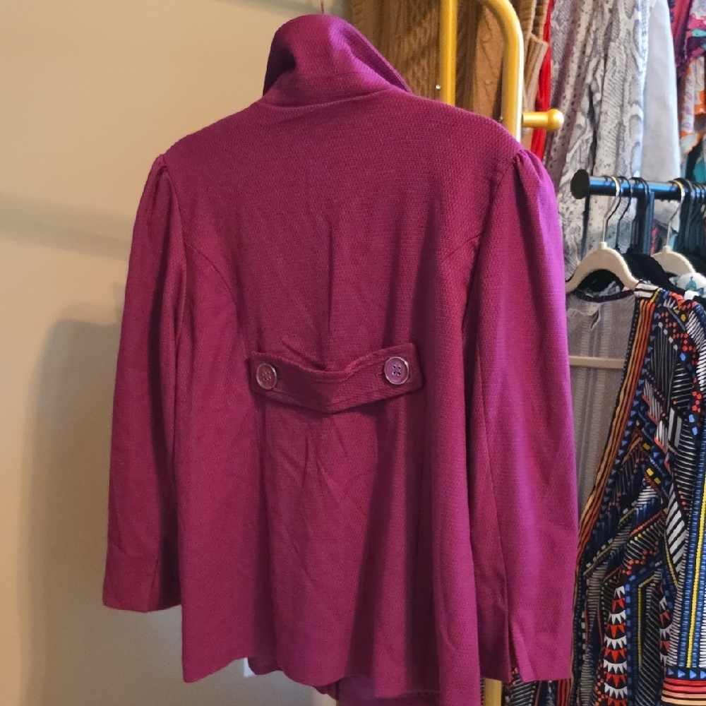Dialogue Plum Textured Button-Front Jacket - Picture 9 of 10